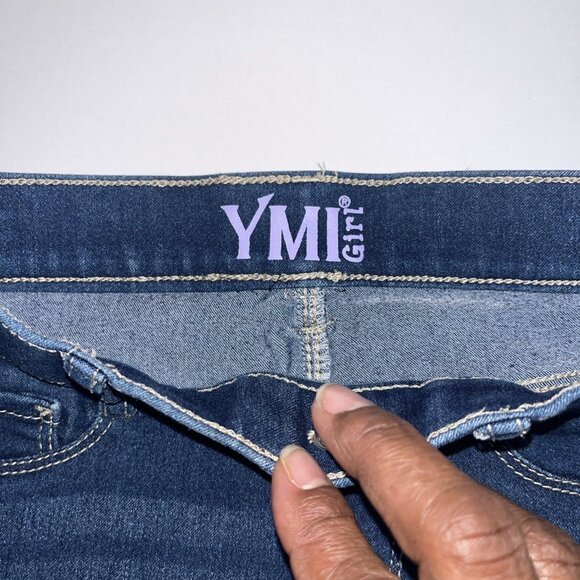 YMI Girls Size 10 Denim Jeans Blue Skinny Low Rise Dark Wash Stretch Comfortable - Picture 5 of 13